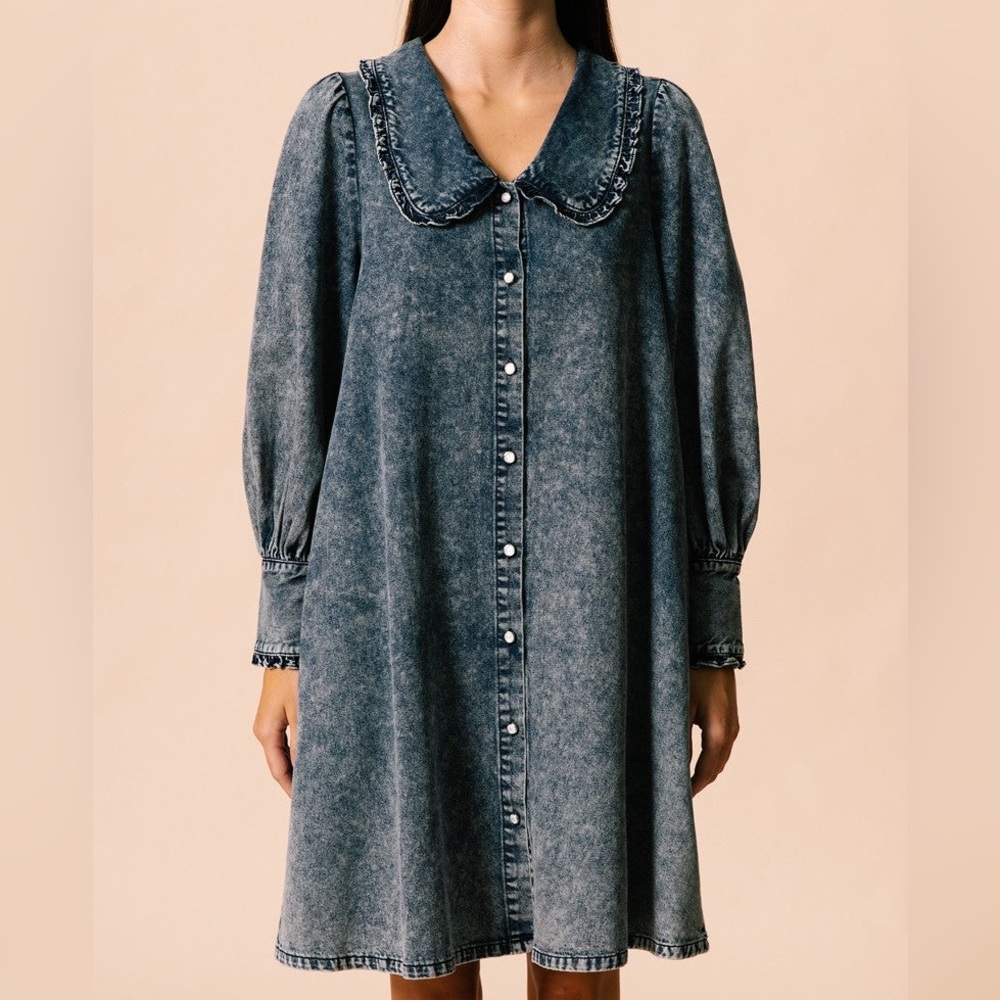 Peter Pan Collar Dress in Denim